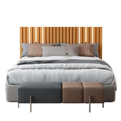 Cabeceira Com Led Para Cama De Casal Sapporo Nature
