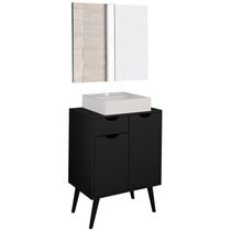 Conjunto 3 Peças Para Banheiro Bn3600x37x38 Preto Metalizado Tecno Mobili Preto Metalizado