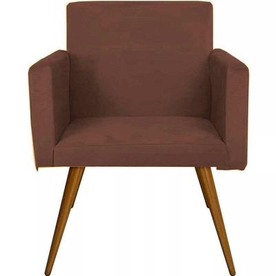 Poltrona Decorativa Nina Pé Palito Suede Marrom