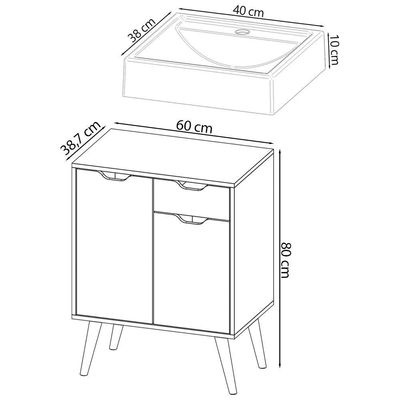 Conjunto 3 Peças Para Banheiro Bn3600x37x38 Amendoa Metalizado Tecno Mobili Amendoa Metalizado