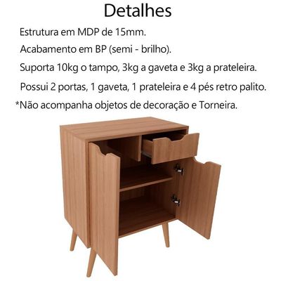 Conjunto 3 Peças Para Banheiro Bn3600x37x38 Amendoa Metalizado Tecno Mobili Amendoa Metalizado