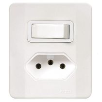 Interruptor 1 Tecla Simples + Tomada 2p+t 20a C/caixa Sobrepor Branca 64507 - Pezzi