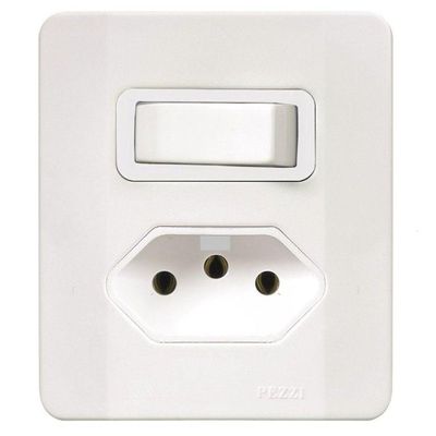 Interruptor 1 Tecla Simples + Tomada 2p+t 20a C/caixa Sobrepor Branca 64507 - Pezzi