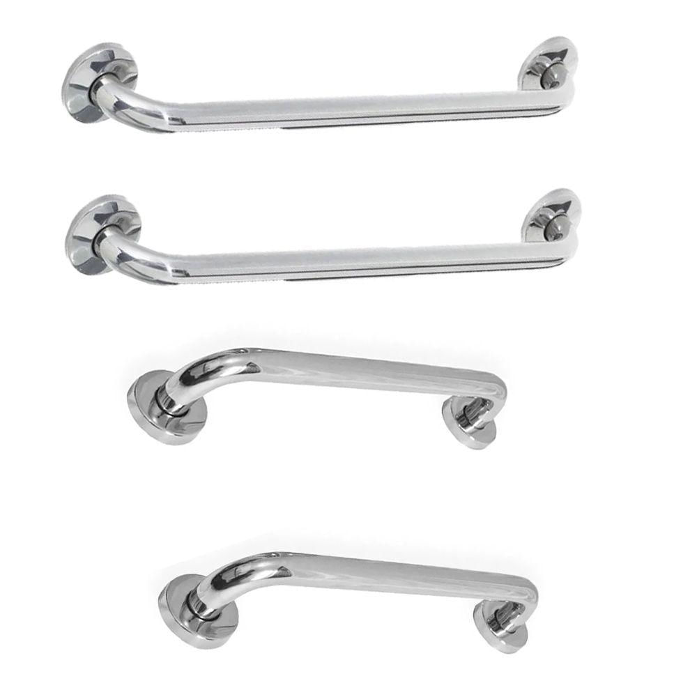 Alça Barra De Apoio Inox Banheiro Kit 4 Uni Cadeirante Segurança Gestante Criança Acessibilidade