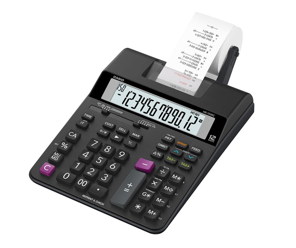 Calculadora Casio c/ impressora, 12 dígitos HR-150RC