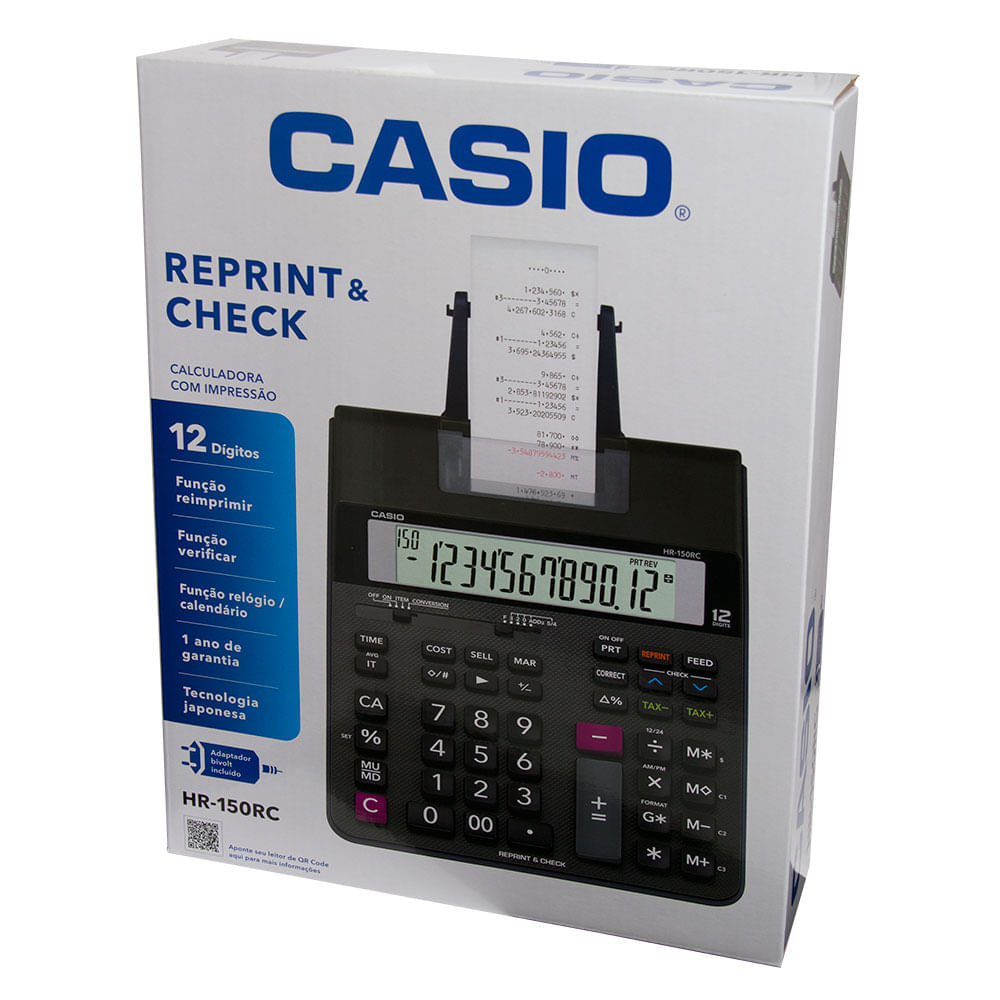 Calculadora Casio c/ impressora, 12 dígitos HR-150RC
