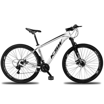 Bicicleta Aro 29 Ksw 21v Com Suspensão E Freios A Disco - Branco-preto - 15" Branco-preto