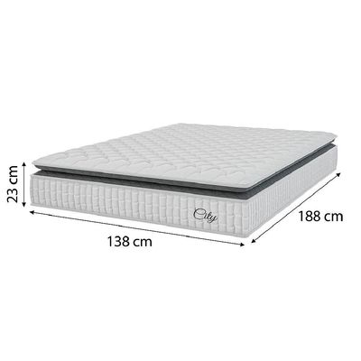 Cama Box Baú Colchão Casal Molas Ensacadas City Pillow Top 138x64cm Branco/preto Hellen Branco/pre