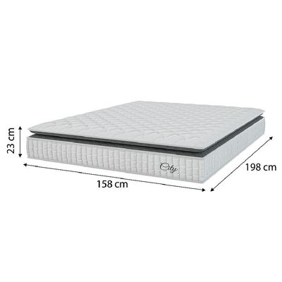 Cama Box Colchão Casal Queen Molas Ensacadas City Pillow Top 158x61cm Hellen Branco/preto Branco/pre