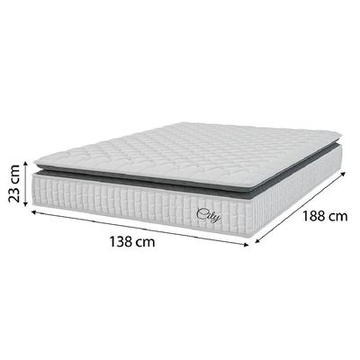 Cama Box Colchão Casal Molas Ensacadas City Pillow Top 138x61cm Branco/preto Hellen Branco/pre