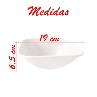 Kit 02 Tigelas Melamina Quadrada Branca 1,150ml
