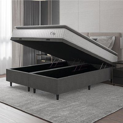 Cama Box Colchão Baú Casal Queen Molas Ensacadas City 158x64cm Branco/preto Hellen Branco/pre