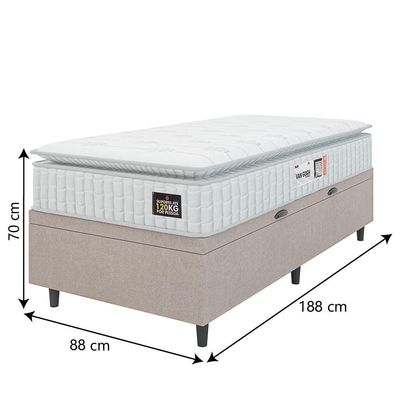 Cama Box Baú Colchão Solteiro Espuma D33 Vangogh 88x70cm Branco/bege Hellen Bege