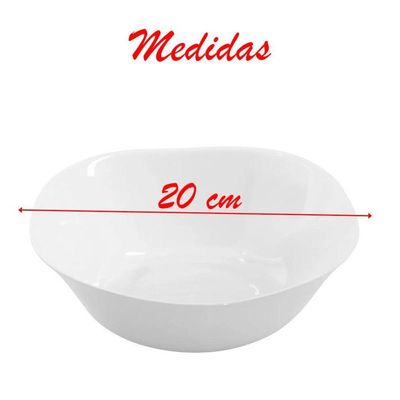 Kit 2 Saladeiras Tigelas 20cm Branca 1 Litro Opalina De Vidro