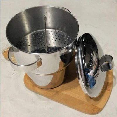 Cuscuzeira Panela Para Cuscuz De Aço Inox 1,3 Litros Funciona Em Fogão De Indução Fervedor Com Alças