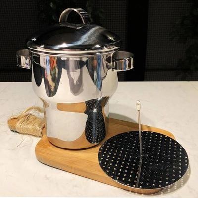 Cuscuzeira Panela Para Cuscuz De Aço Inox 1,3 Litros Funciona Em Fogão De Indução Fervedor Com Alças
