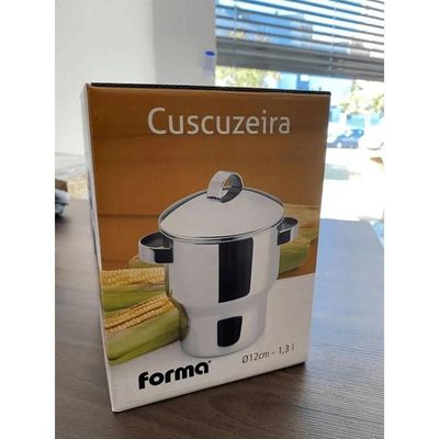 Cuscuzeira Panela Para Cuscuz De Aço Inox 1,3 Litros Funciona Em Fogão De Indução Fervedor Com Alças