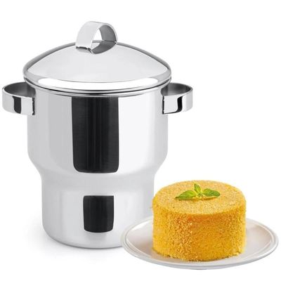 Cuscuzeira Panela Para Cuscuz De Aço Inox 1,3 Litros Funciona Em Fogão De Indução Fervedor Com Alças