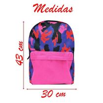 Bolsa Mochila Escolar Geométrica Tricolor Rosa Feminina