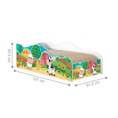 Cama Fun Fazendinha Colorida Solteiro Com Colchão