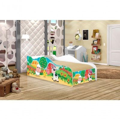 Cama Fun Fazendinha Colorida Solteiro Com Colchão