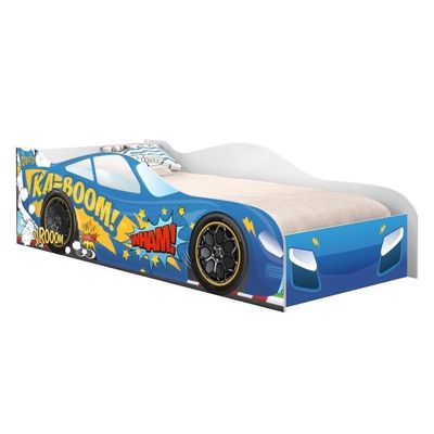 Cama Carro Vrooom Azul Solteiro Com Colchão