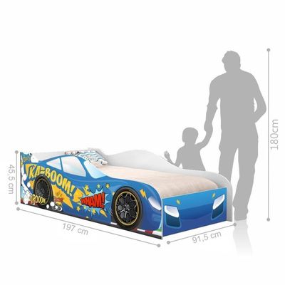 Cama Carro Vrooom Azul Solteiro Com Colchão