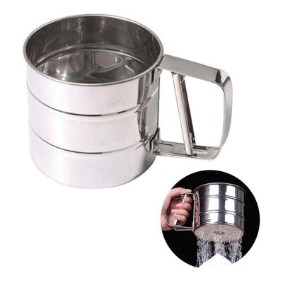 Polvilhador Inox Luxo Caneca Peneira Farinha Com Gatilho