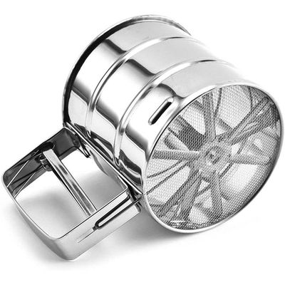 Polvilhador Inox Luxo Caneca Peneira Farinha Com Gatilho