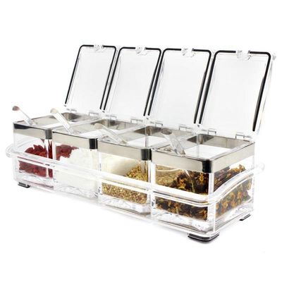 Porta Temperos Condimentos Acrílico Potes Organizadores Diet Para Cozinha