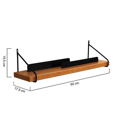Prateleira-porta Livros Com Metal E Madeira Ou Mdf Life Amêndoa-preto