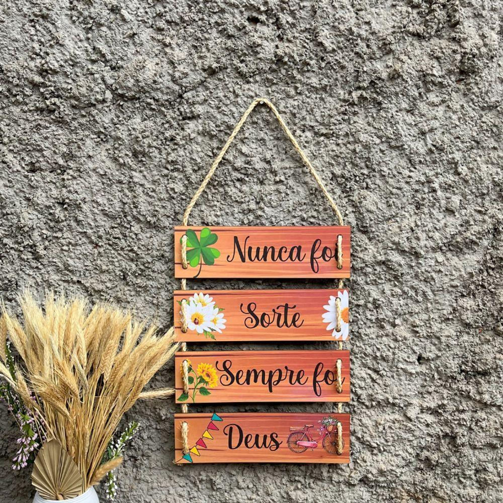 Placa Decorativa Em Mdf Com Corda Nunca Foi Sorte