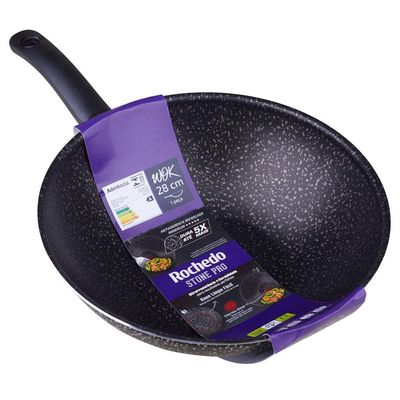 Frigideira Wok 28cm Antiaderente Stone Pro Rochedo Preta