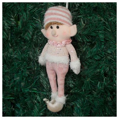 Boneco Pendente Natal Duende Papai Noel Rosa 33cm
