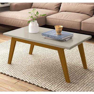 Mesa De Centro Para Sala Madeira Retangular Prism Patrimar Off White