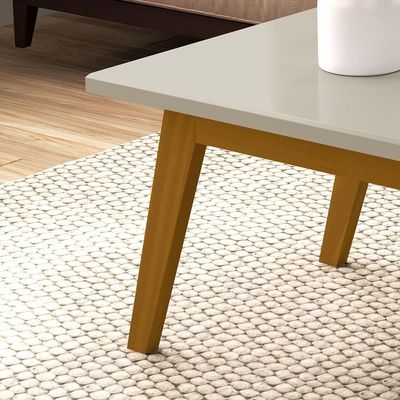 Mesa De Centro Para Sala Madeira Retangular Prism Patrimar Off White