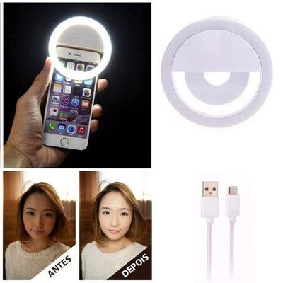 Luz De Selfie Ring Light Flash Anel Led Celular Smartphone Recarregável Selfie Vídeo