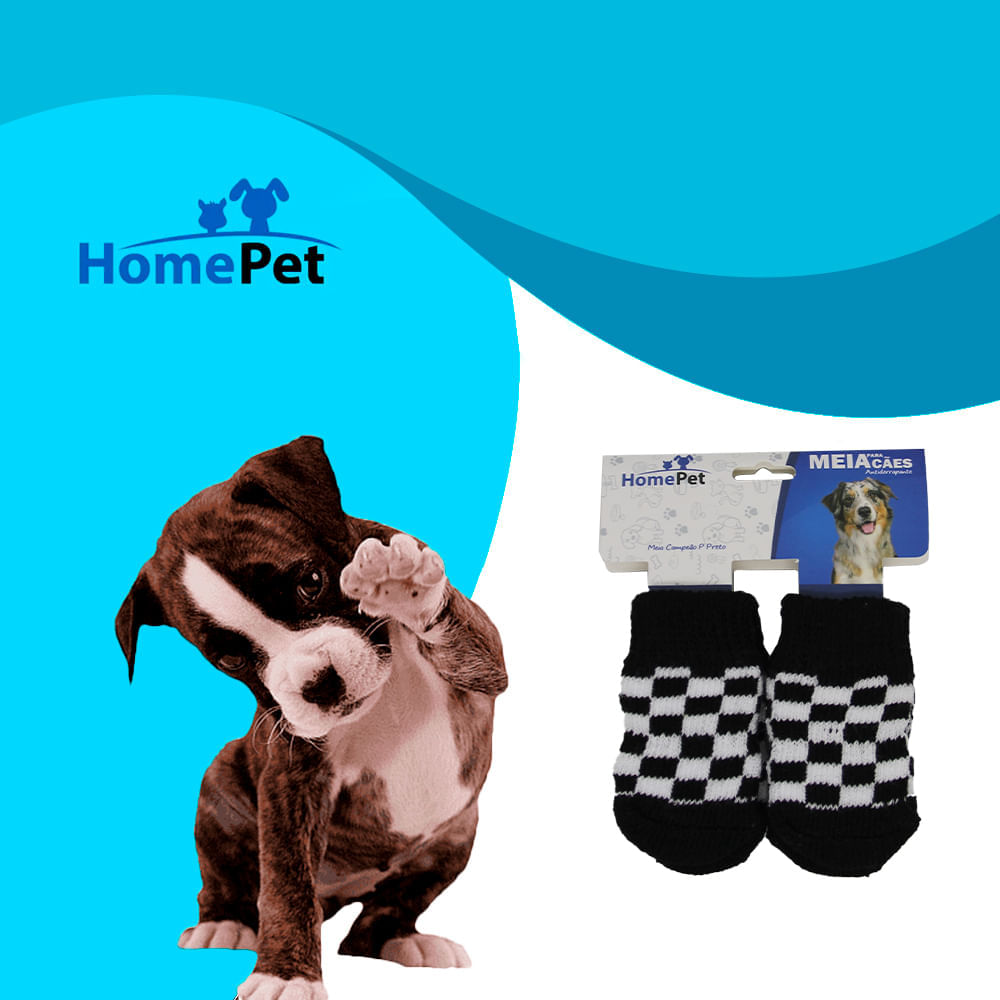 Meia Pet Antiderrapante P/ Cachorro HomePet Xadrez P