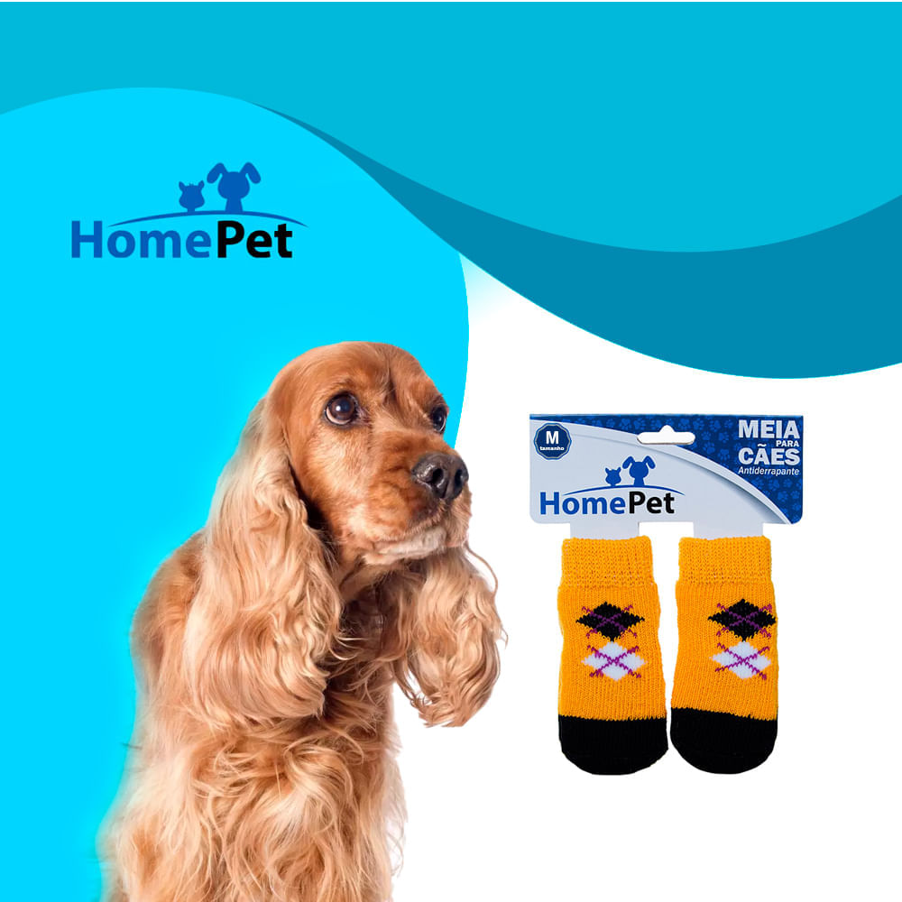 Meia Pet Antiderrapante P/ Cachorro HomePet Amarela M