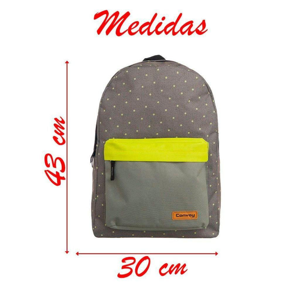 Bolsa Mochila Escolar Cinza Com Poá Feminina