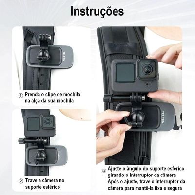 Suporte Clipe Magnético 360° Para Alça De Mochila - Telesin