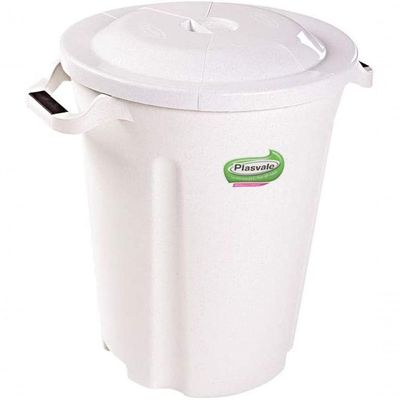 Lixeira 97L S/ Pedal C/ Tampa Branca Plasvale 164Bco