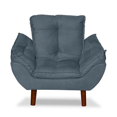 Mini Poltrona Cadeira Opala Infantil De Criança Suede Azul Turquesa