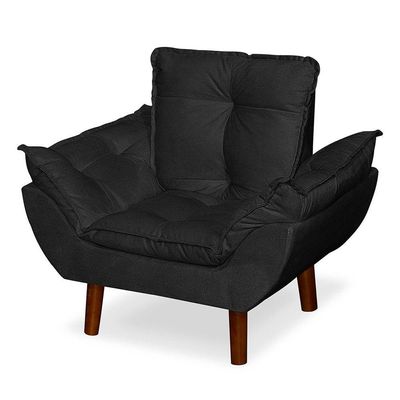 Mini Poltrona Cadeira Opala Infantil De Criança Suede Preto.