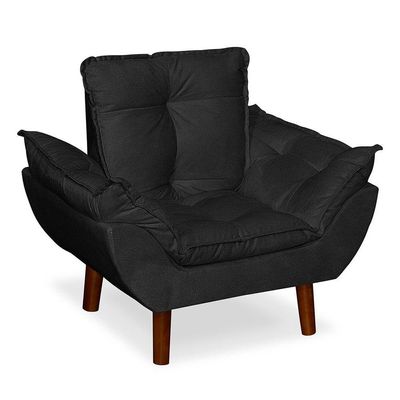 Mini Poltrona Cadeira Opala Infantil De Criança Suede Preto.