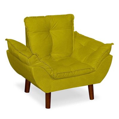 Mini Poltrona Cadeira Opala Infantil De Criança Suede Amarelo