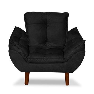 Mini Poltrona Cadeira Opala Infantil De Criança Suede Preto.