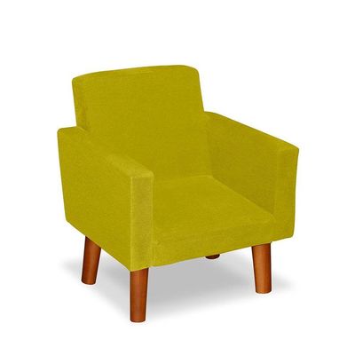 Mini Poltrona Cadeira Infantil Nina De Criança Suede Amarelo