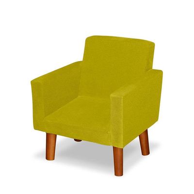 Mini Poltrona Cadeira Infantil Nina De Criança Suede Amarelo