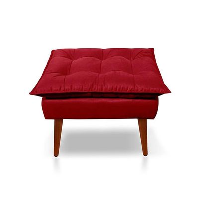 Kit C- 01 Poltrona Opala + 01 Puff Opala Elegante Suede Vermelho